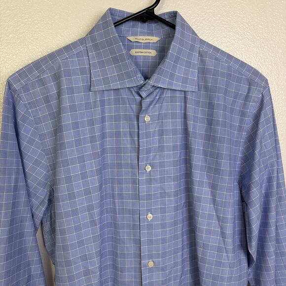 Suitsupply Extra Slim Dress Shirt Mens Size 41 16 Blue Check Egyptian Cotton - Picture 6 of 12